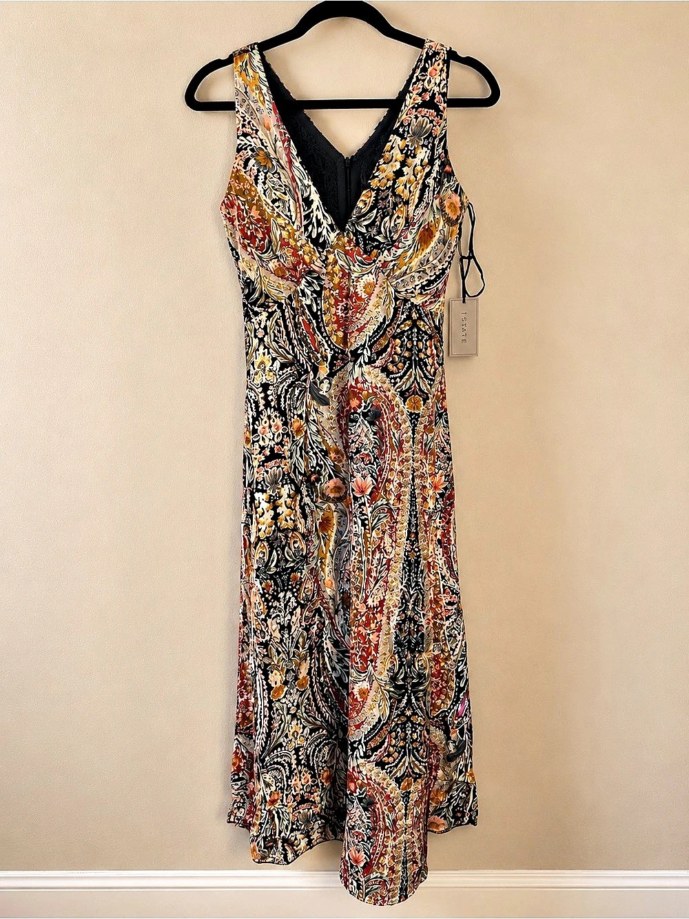 1.State Paisley Maxi Dress in Black & Multicolor Size 0
